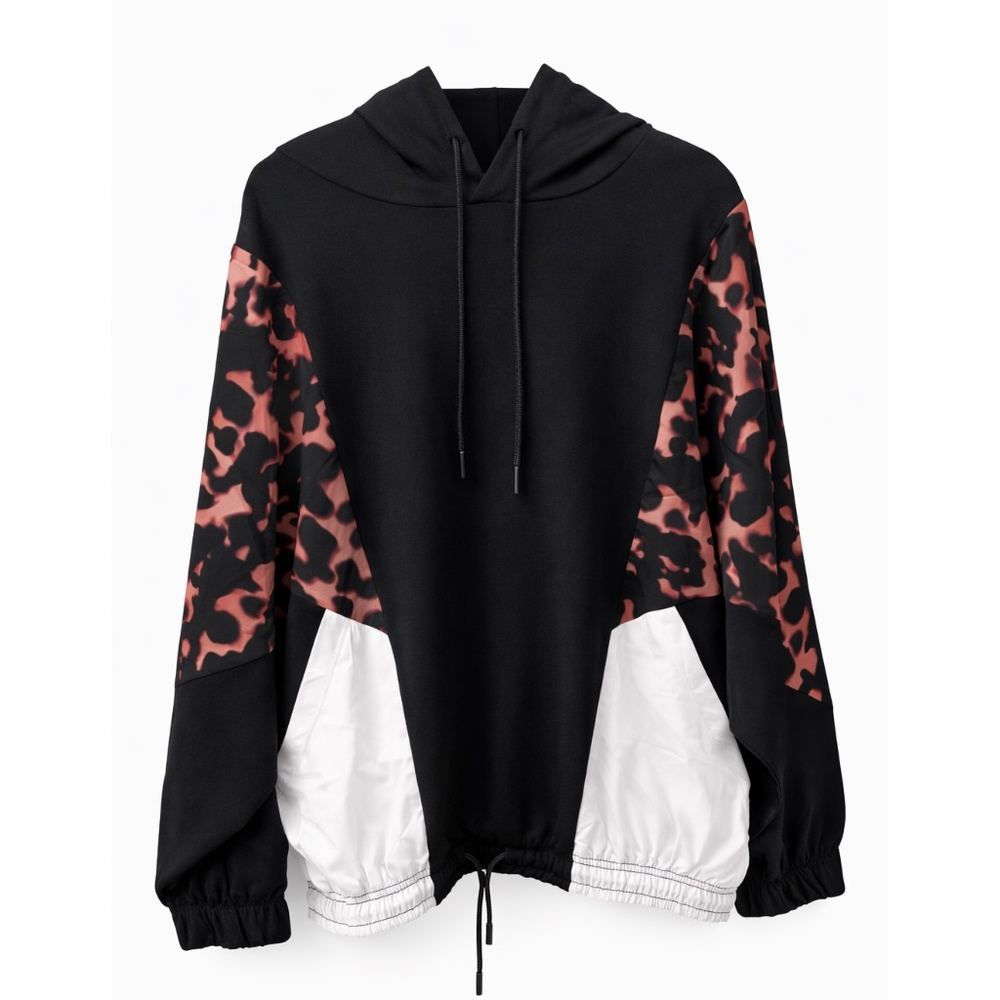 🔥 Beach Riot Colorblock Hoodie – Leopard Print Sleeves – Size M 🔥